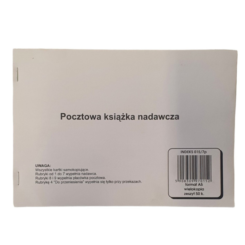 Pocztowa książka nadawcza A5